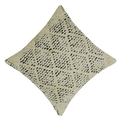 Handwoven Ivory & Black Textured Cushion Cover – 45 x 45 cm | Boho Geometric Accent Pillow Cover