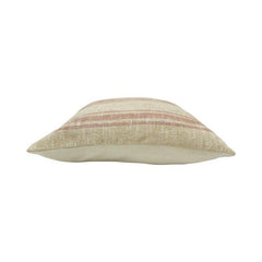 Handwoven Natural Linen Striped Cushion Cover | Beige & Dusty Rose | 45x45 cm Decorative Pillow Cover