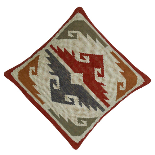 **Handwoven Cotton Cushion Cover – Geometric Tribal Pattern, Multicolor Textured Accent Pillow Cover, 45 x 45 cm**
