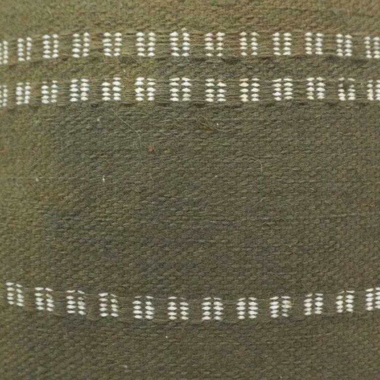 Handwoven Cotton Cushion Cover 45x45 cm | Olive Green Striped Handmade Decorative Pillow Cover - Bulk manufacturer & supplier from Panipat, India