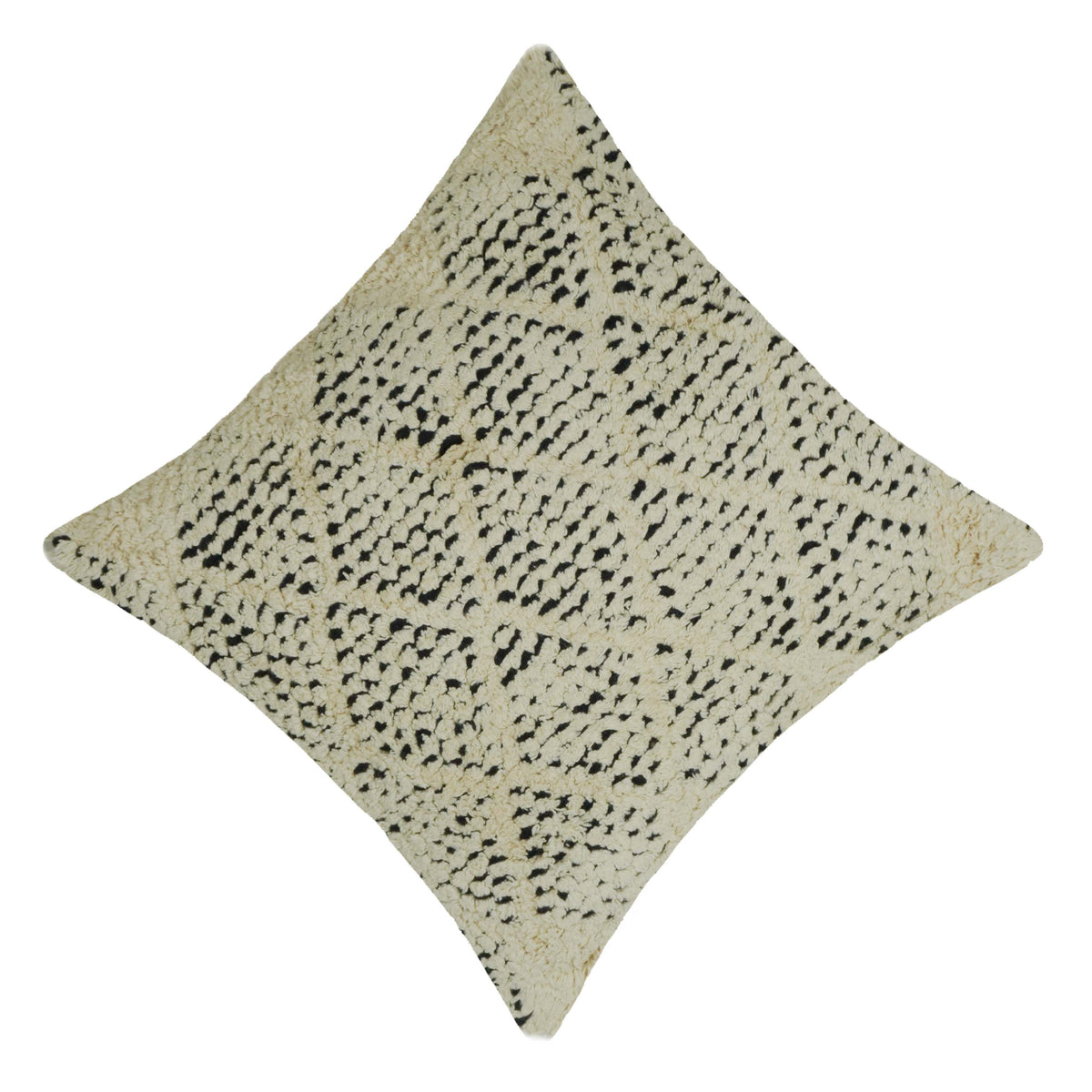 Handwoven Ivory & Black Textured Cushion Cover – 45 x 45 cm | Boho Geometric Accent Pillow Cover