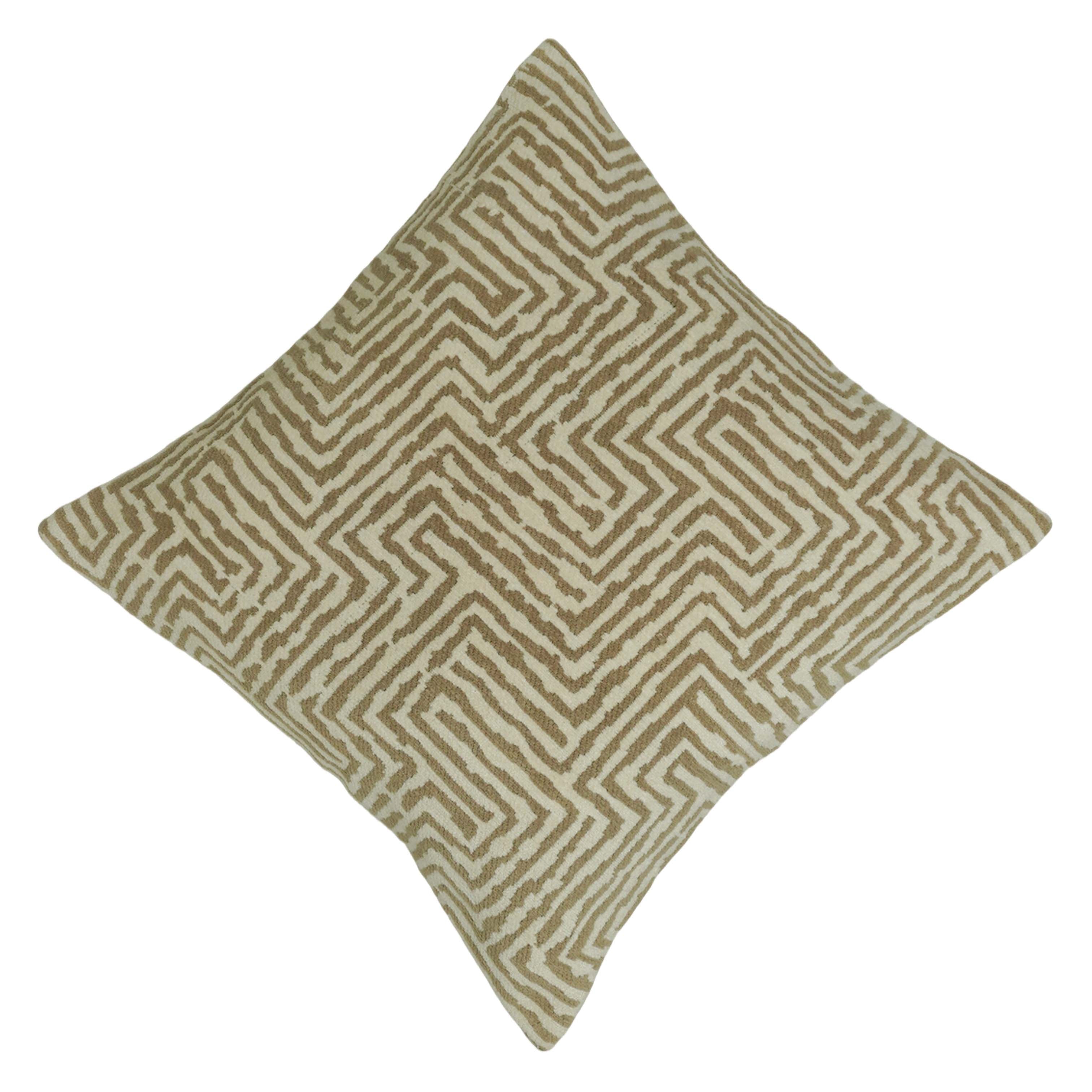 Geometric Jacquard Cotton Cushion Cover 45x45 cm | Woven Beige & Ivory Decorative Throw Pillow Cover | Hidden Zip | Modern Boho Home Décor