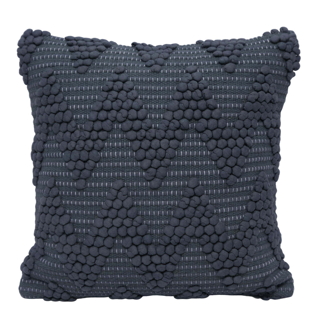Handwoven Cotton Chindi Cushion Cover – Textured Charcoal Grey 45 x 45 cm
