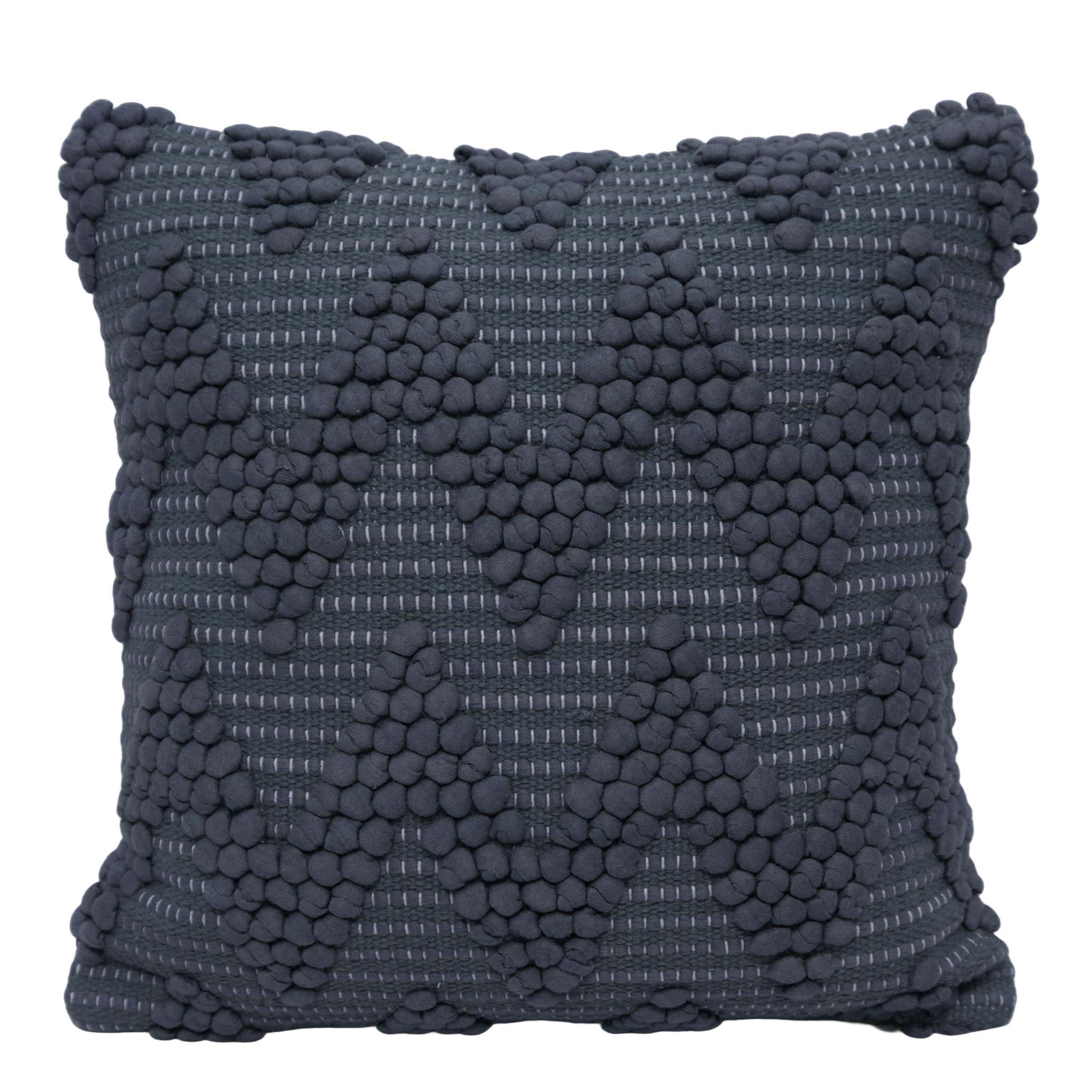 Handwoven Cotton Chindi Cushion Cover – Textured Charcoal Grey 45 x 45 cm