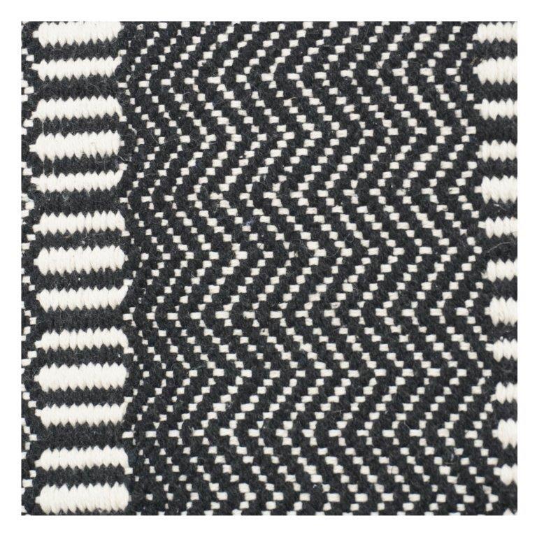 Handwoven Black & White Geometric Cotton Cushion Cover | 45x45 cm | Textured Boho Modern Design - Bulk manufacturer & supplier from Panipat, India