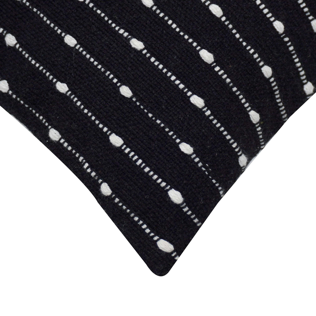 Handwoven Black & White Cotton Cushion Cover 45x45 cm | Textured Woven Striped Decorative Throw Pillow Cover | Modern Boho Home Décor - Bulk manufacturer & supplier from Panipat, India