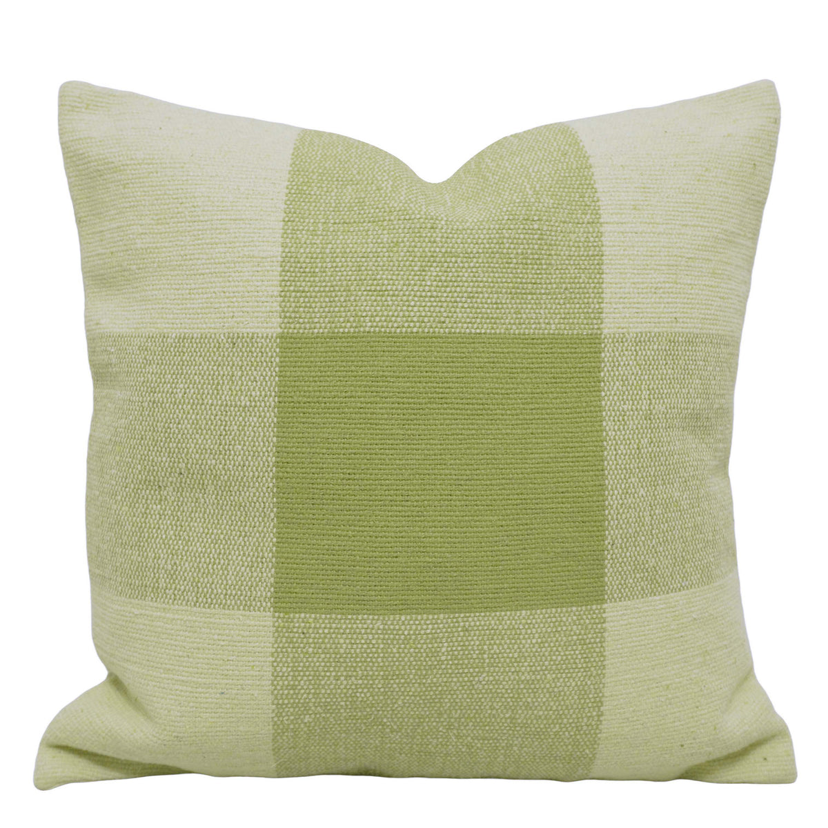 Sage Green & Ivory Check Handwoven Cotton Cushion Cover 45x45 cm