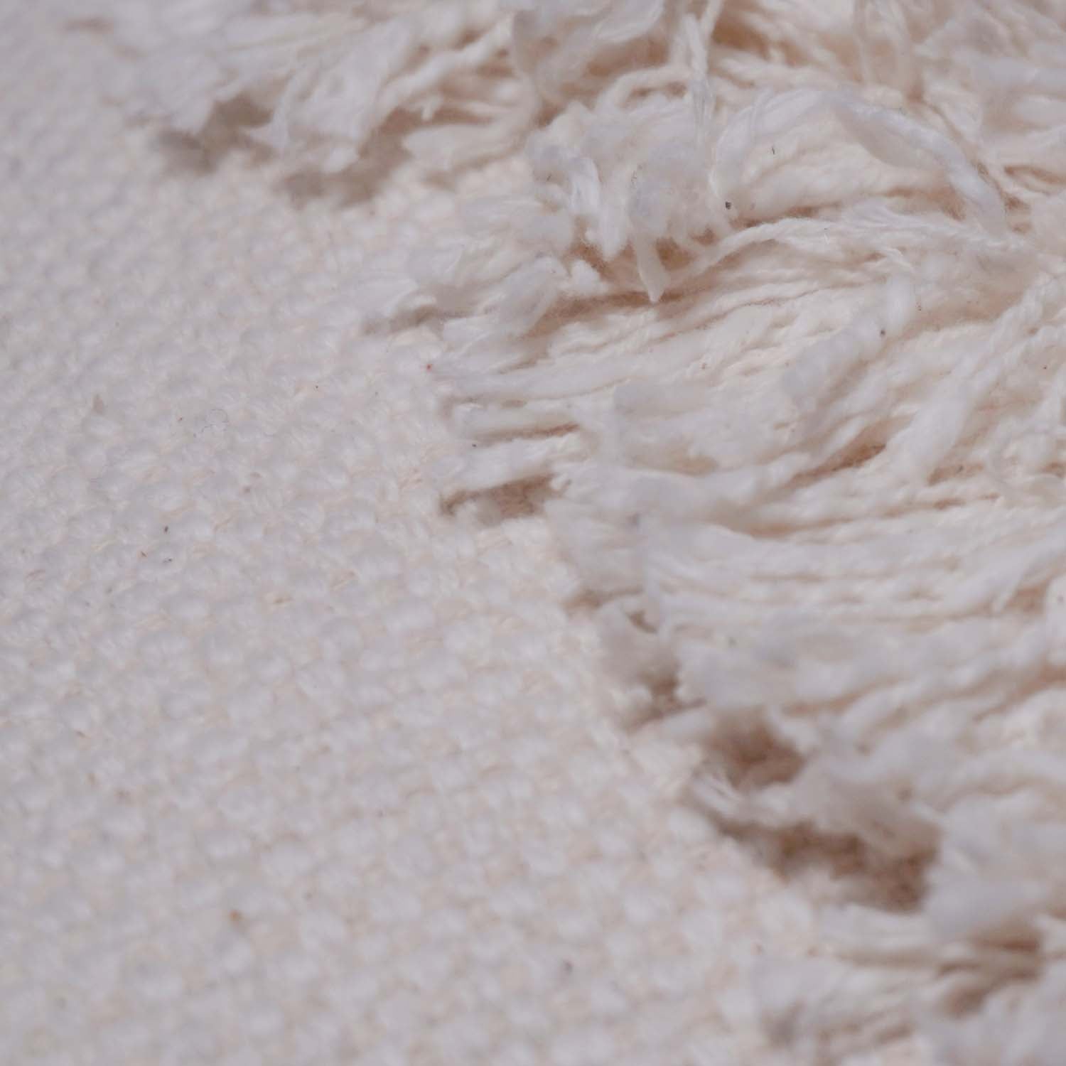 Ivory Tufted Cotton Cushion Cover 45x45 cm | Textured Boho Decorative Pillow Cover with Fringe Detail