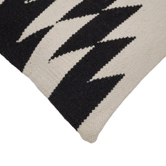 Handwoven Cotton Cushion Cover 45x45 cm | Black & Ivory Geometric Woven Design | Modern Boho Decorative Throw Pillow Cover | Concealed Zipper
