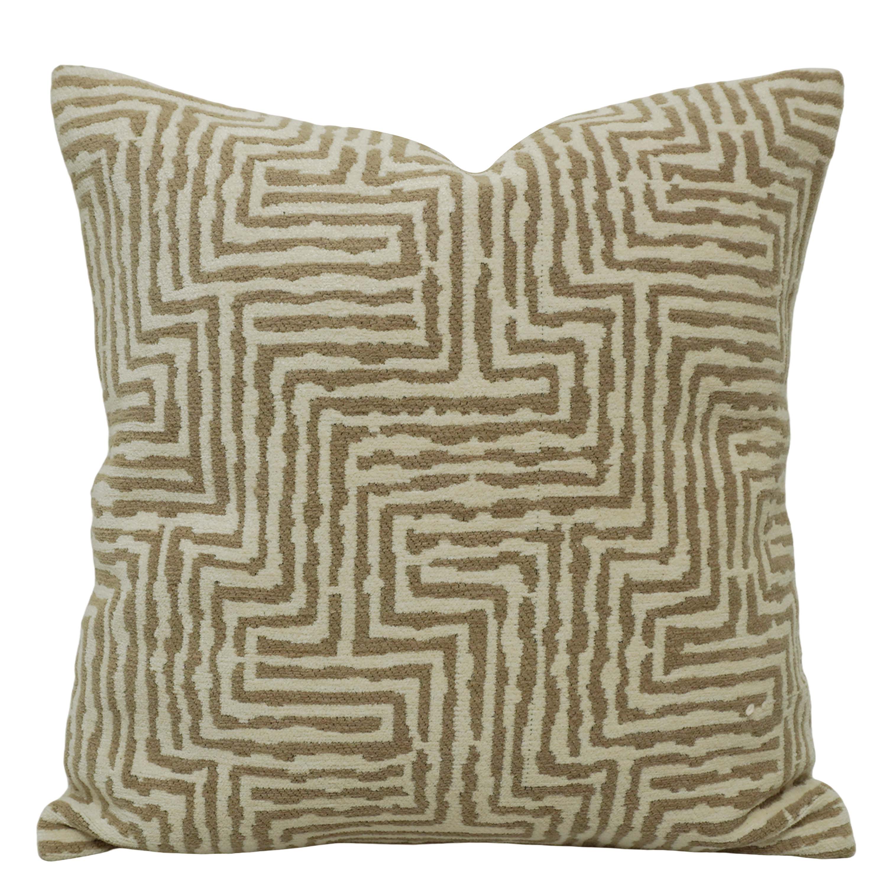 Geometric Jacquard Cotton Cushion Cover 45x45 cm | Woven Beige & Ivory Decorative Throw Pillow Cover | Hidden Zip | Modern Boho Home Décor