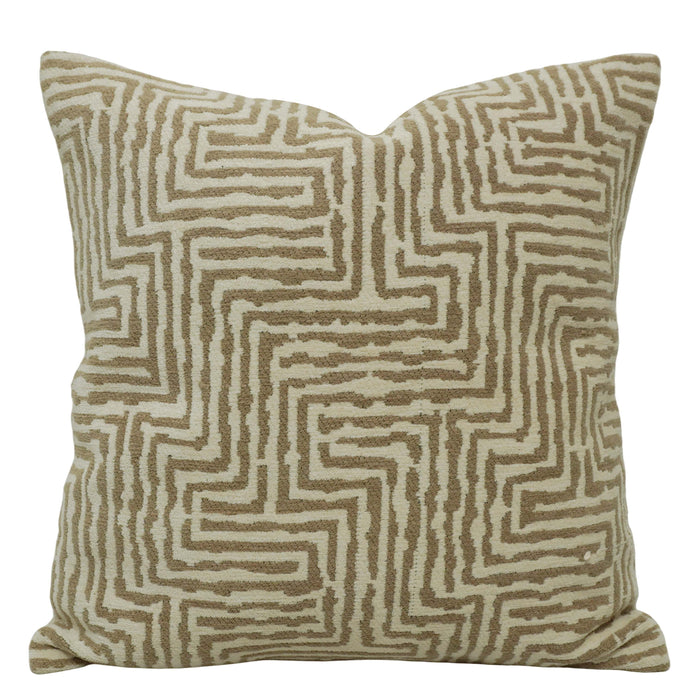 Geometric Jacquard Cotton Cushion Cover 45x45 cm | Woven Beige & Ivory Decorative Throw Pillow Cover | Hidden Zip | Modern Boho Home Décor