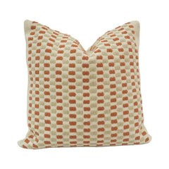Handmade Textured Cotton Cushion Cover 45x45 cm | Woven Geometric Throw Pillow Cover in Rust & Ivory