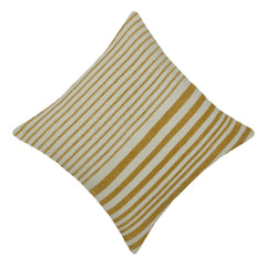 Handwoven Cotton Striped Cushion Cover 45x45 cm | Woven Textured Throw Pillow Cover | Natural & Mustard | Modern Boho Home Décor | Hidden Zip | 18x18 Inch