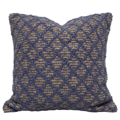 Handwoven Jute Cushion Cover 45x45 cm | Blue & Natural Diamond Pattern Decorative Throw Pillow Cover | Rustic Boho Farmhouse Cushion Case with Hidden Zipper