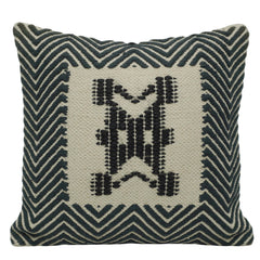 Handwoven Cotton Cushion Cover 45x45 cm | Black & Ivory Geometric Woven Throw Pillow Cover | Artisan Handmade Decorative Cushion Cover with Concealed Zip