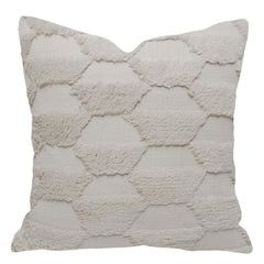 Handwoven Tufted Cotton Cushion Cover – Ivory Abstract Geometric Textured Design, 45x45 cm