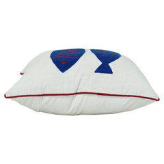 Embroidered Cotton Cushion Cover 45x45 cm – Blue Fish Motif | Nautical Decorative Pillow Case