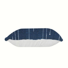 Handwoven Indigo Cotton Cushion Cover with Minimal Striped Design | 18x18 Inch Decorative Pillow Cover