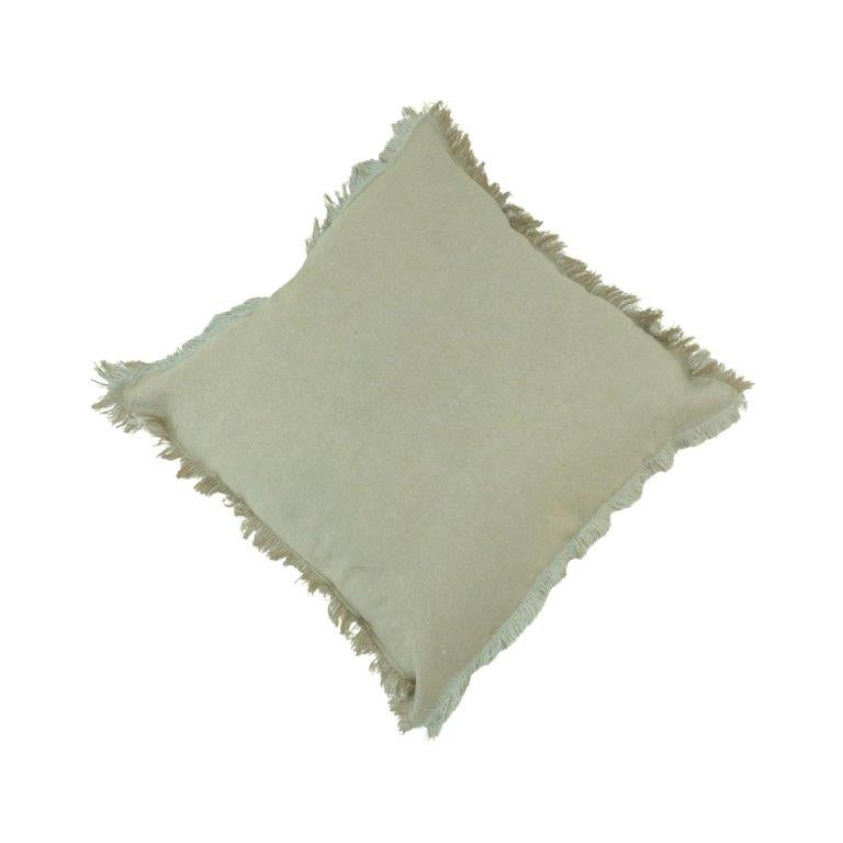 Sage Green Velvet Cushion Cover with Frayed Edges – Soft Decorative Throw Pillow Cover 45x45 cm - Bulk manufacturer & supplier from Panipat, India