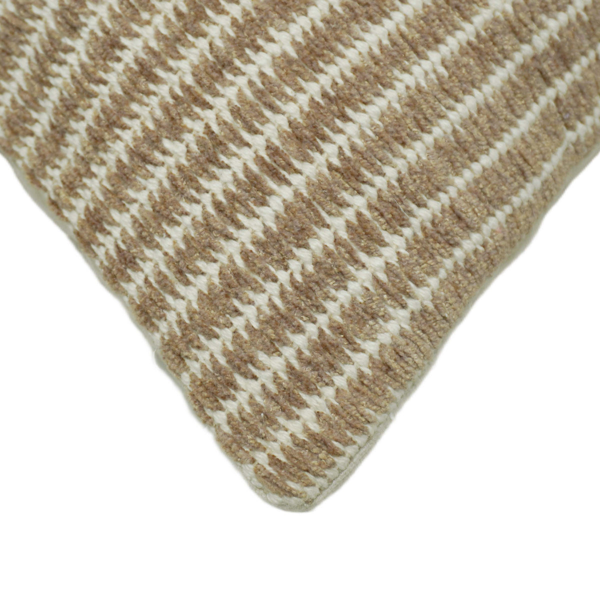 Handwoven Cotton Cushion Cover – Beige & Natural Textured Stripe, 45 x 45 cm