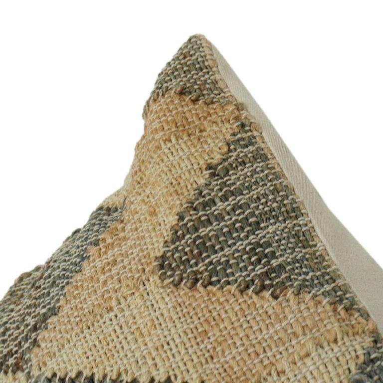 Handwoven Jute Cushion Cover – Rustic Geometric Diamond Pattern | Natural Textured Boho Throw Pillow Cover (18x18 Inch) - Bulk manufacturer & supplier from Panipat, India
