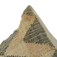 Handwoven Jute Cushion Cover – Rustic Geometric Diamond Pattern | Natural Textured Boho Throw Pillow Cover (18x18 Inch)