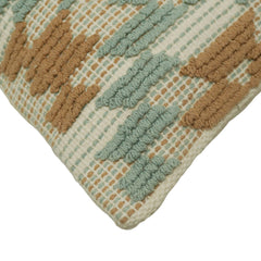 Handwoven Cotton Cushion Cover 45x45 cm | Geometric Textured Woven Throw Pillow Cover | Sage Green & Brown | Boho Modern Home Décor | Hidden Zipper