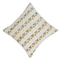 Handcrafted Geometric Cushion Cover 45x45 cm – Ivory & Beige Triangle Pattern