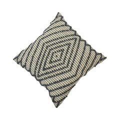 Handwoven Cotton Cushion Cover 45x45 cm | Black & Ivory Geometric Textured Pillow Cover | Modern Boho Décor