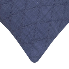 Navy Blue Textured Geometric Cotton Cushion Cover 45 x 45 cm – Woven Diamond Pattern
