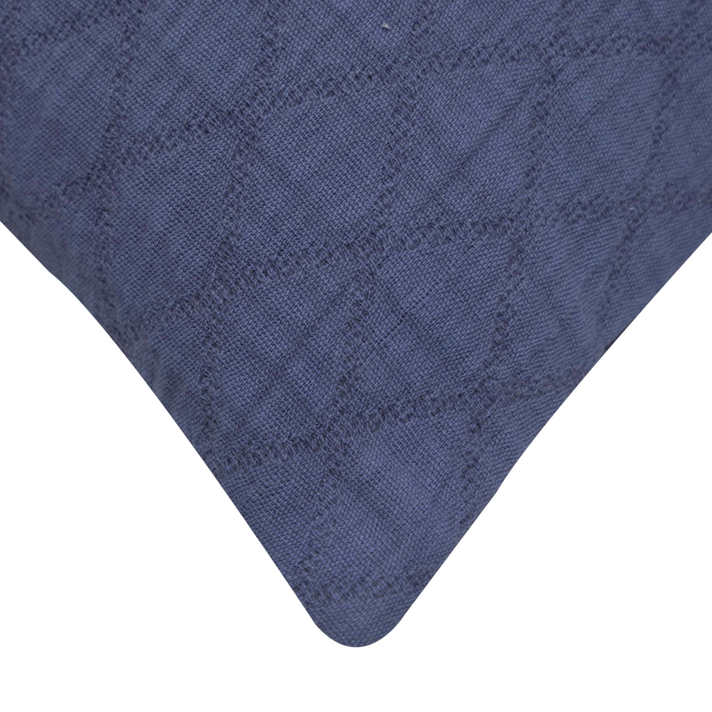 Navy Blue Textured Geometric Cotton Cushion Cover 45 x 45 cm – Woven Diamond Pattern