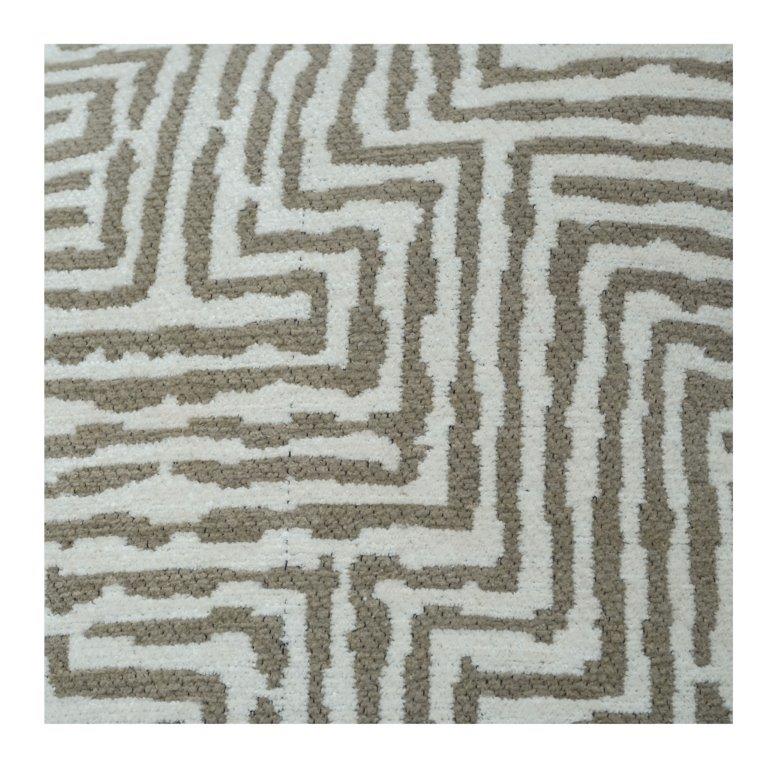 Geometric Embroidered Cotton Cushion Cover | Modern Abstract Pattern | Neutral Beige Decor Pillow | 18x18 Inch - Bulk manufacturer & supplier from Panipat, India