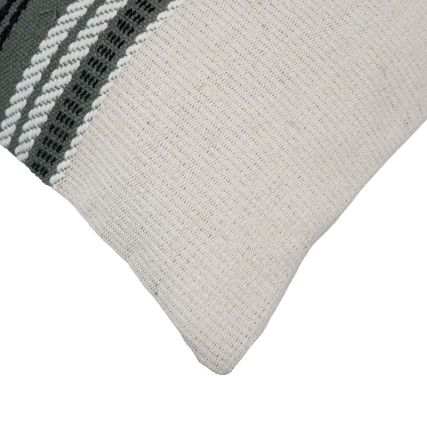 Handmade Woven Cotton Cushion Cover 40 x 60 cm | Modern Striped Textured Lumbar Cushion Cover | Decorative Sofa & Bed Pillow Cover with Concealed Zipper