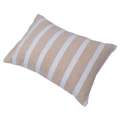 Handwoven Cotton Striped Cushion Cover 30x50 cm | Beige & White Woven Lumbar Cushion Cover | Modern Farmhouse Decorative Pillow Cover