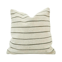 Handmade Cotton Striped Cushion Cover 45x45 cm | Woven Ivory & Charcoal Decorative Pillow Cover | Artisan Textured Throw Cushion