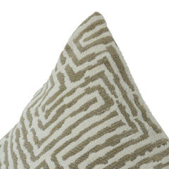 Geometric Embroidered Cotton Cushion Cover | Modern Abstract Pattern | Neutral Beige Decor Pillow | 18x18 Inch