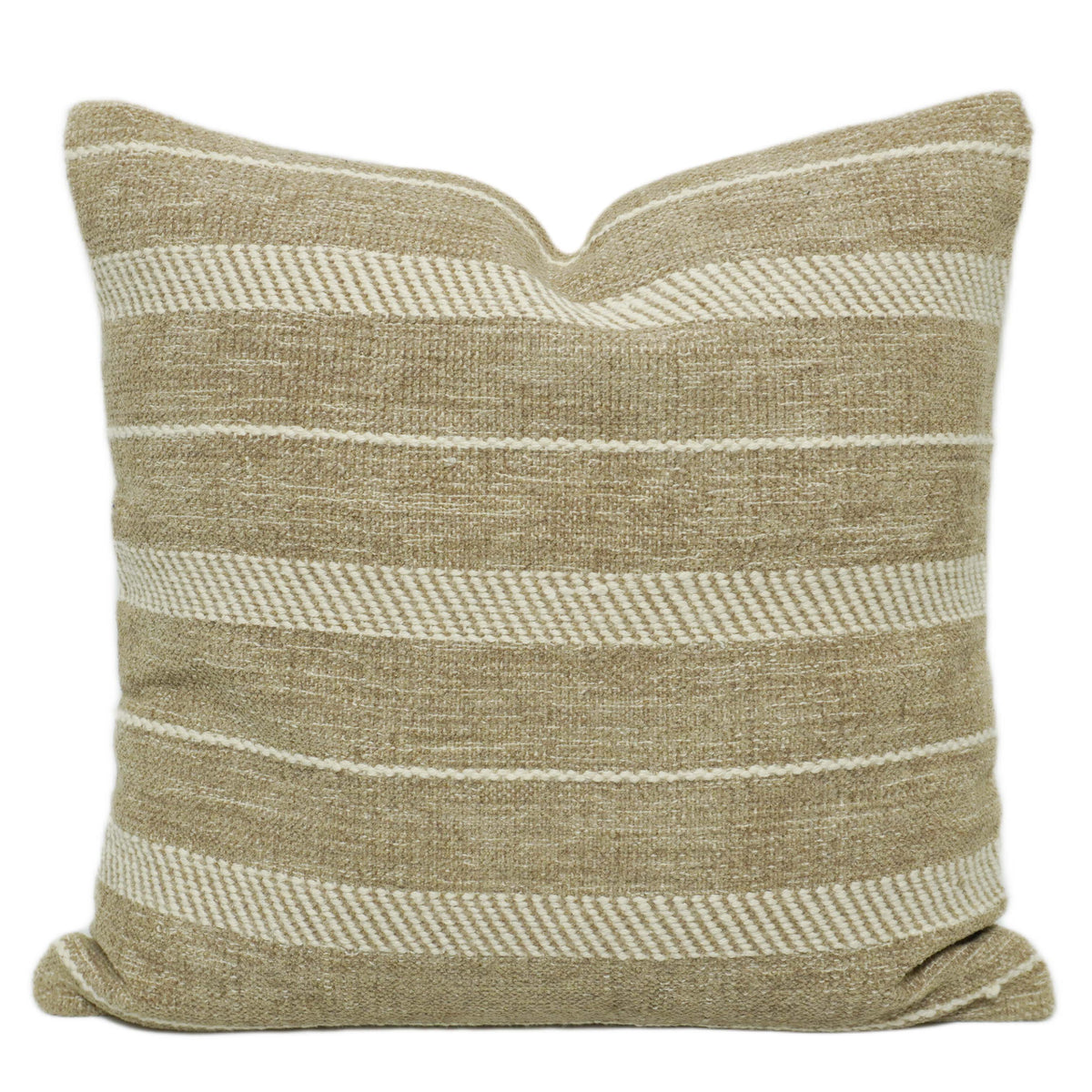 Handwoven Cotton Cushion Cover – Beige & Cream Striped Design – 45 x 45 cm