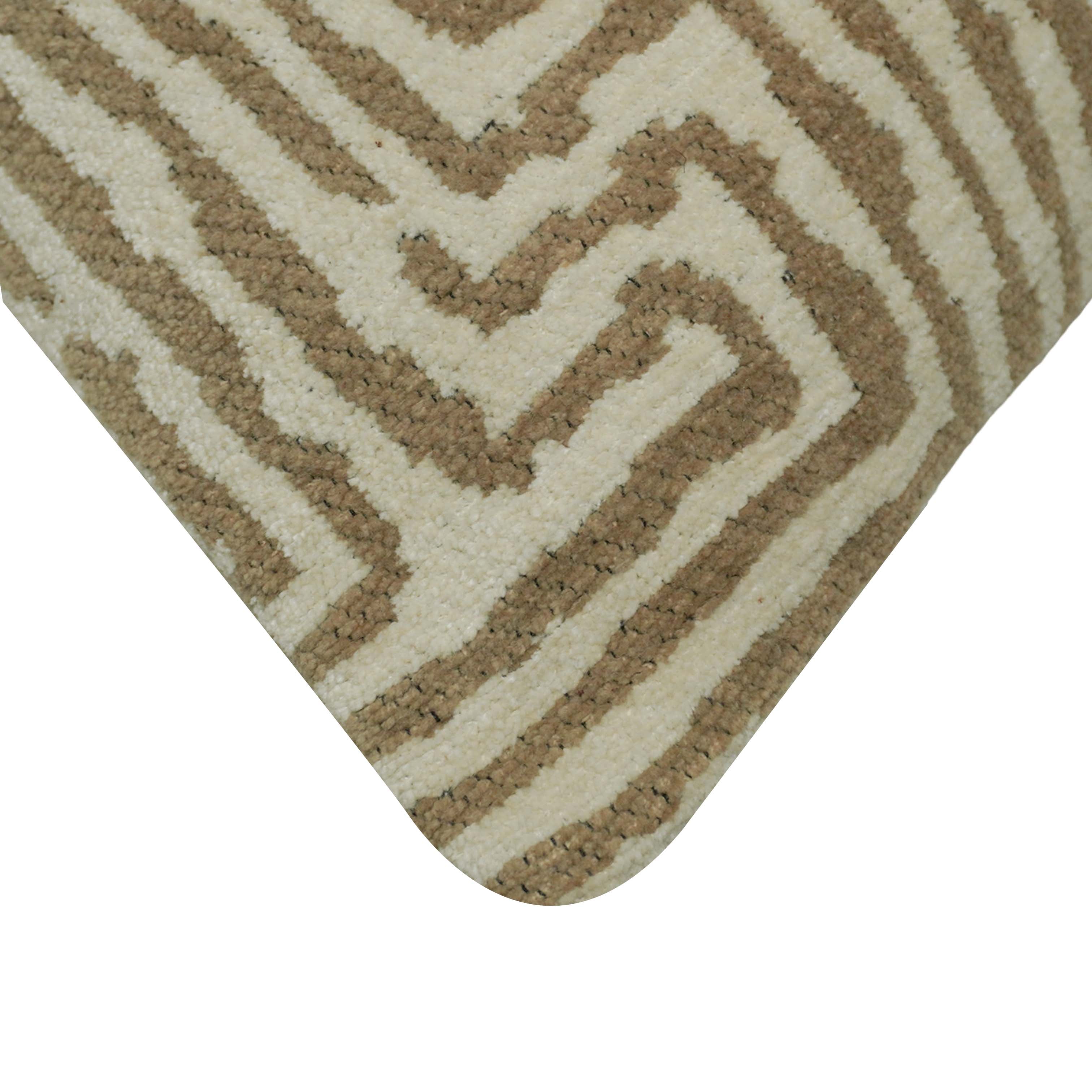 Geometric Jacquard Cotton Cushion Cover 45x45 cm | Woven Beige & Ivory Decorative Throw Pillow Cover | Hidden Zip | Modern Boho Home Décor