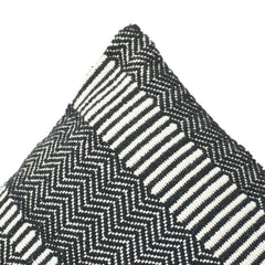Handwoven Black & White Geometric Cotton Cushion Cover | 45x45 cm | Textured Boho Modern Design