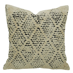 Handwoven Ivory & Black Textured Cushion Cover – 45 x 45 cm | Boho Geometric Accent Pillow Cover