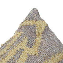 Handwoven Jute Cushion Cover with Textured Geometric Pattern | Rustic Boho Decorative Pillow Cover | 18x18 Inch