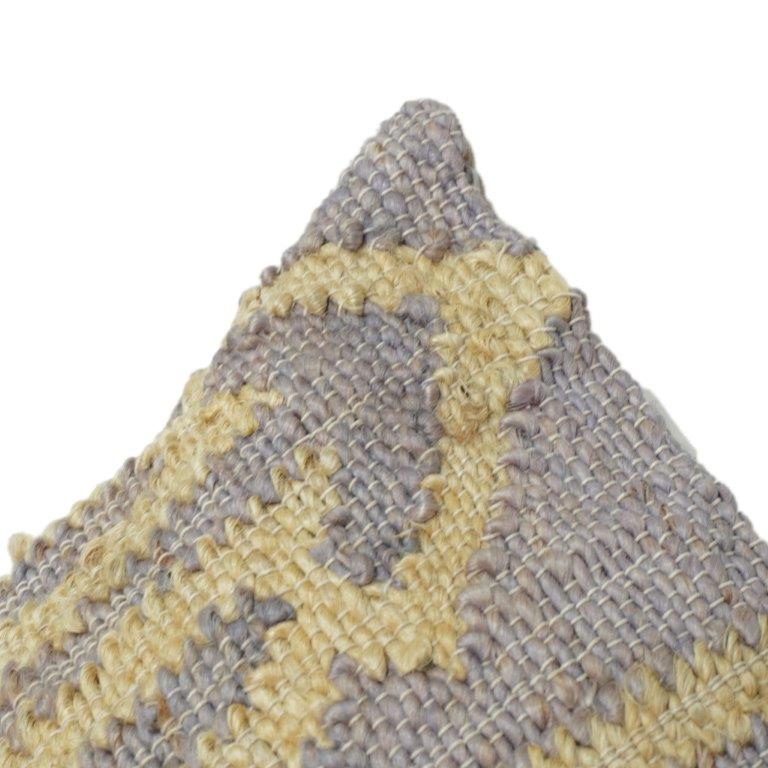Handwoven Jute Cushion Cover with Textured Geometric Pattern | Rustic Boho Decorative Pillow Cover | 18x18 Inch