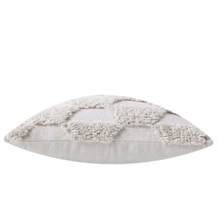 Handwoven Tufted Cotton Cushion Cover – Ivory Abstract Geometric Textured Design, 45x45 cm