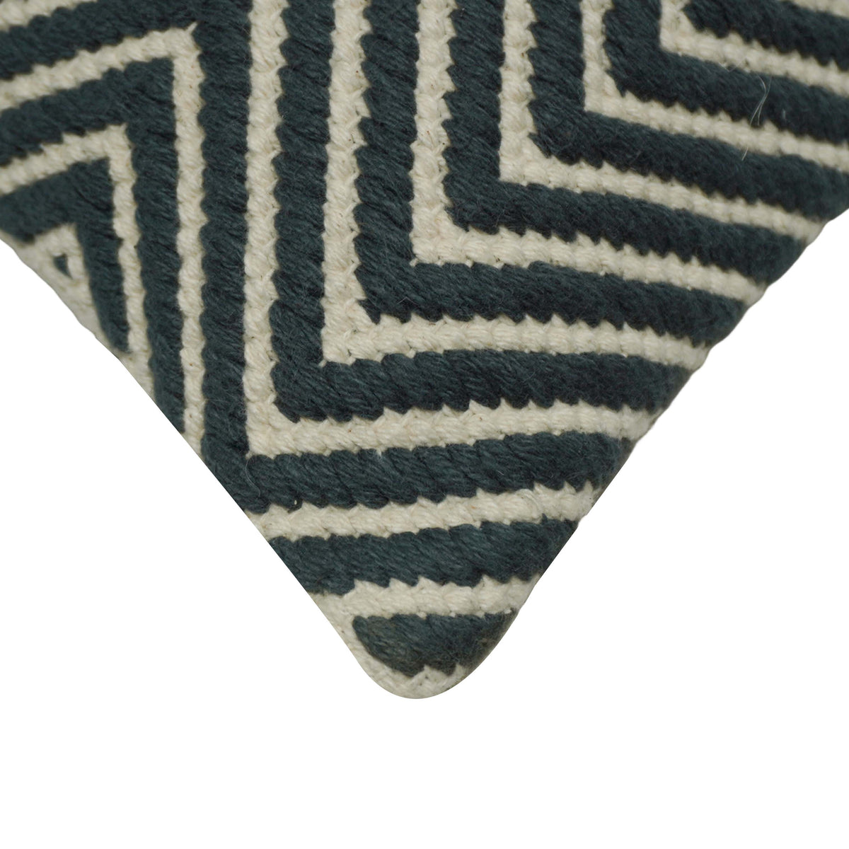 Handwoven Cotton Cushion Cover 45x45 cm | Black & Ivory Geometric Woven Throw Pillow Cover | Artisan Handmade Decorative Cushion Cover with Concealed Zip