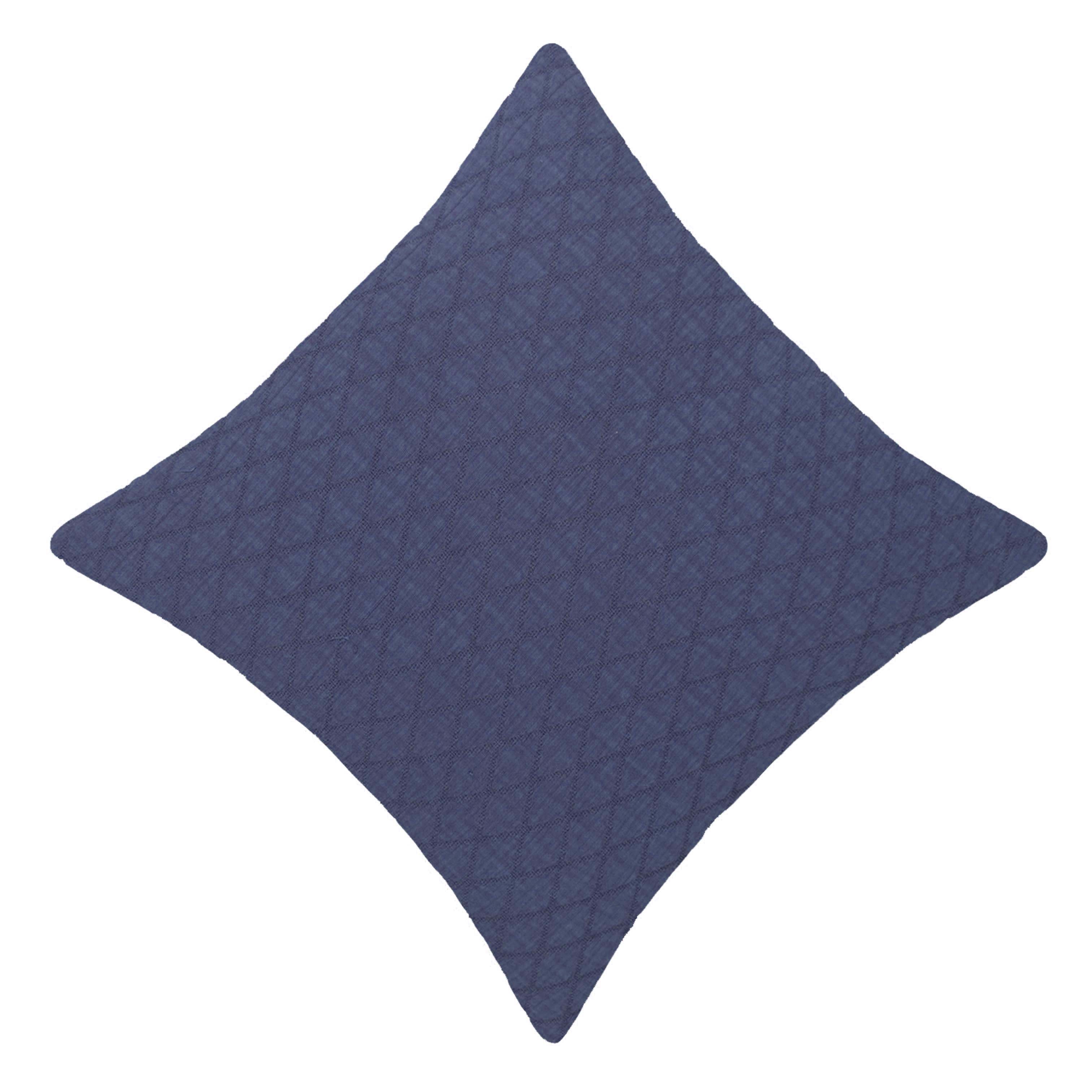 Navy Blue Textured Geometric Cotton Cushion Cover 45 x 45 cm – Woven Diamond Pattern