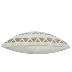 Handcrafted Geometric Cushion Cover 45x45 cm – Ivory & Beige Triangle Pattern