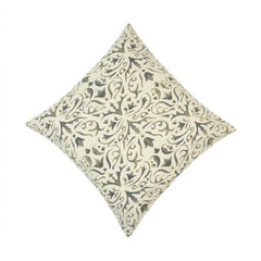 Vintage floral printed cotton cushion cover in beige and charcoal 45x45 cm
