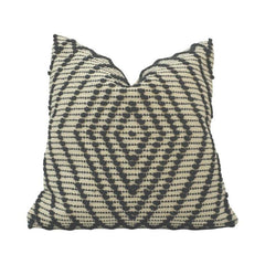Handwoven Cotton Cushion Cover 45x45 cm | Black & Ivory Geometric Textured Pillow Cover | Modern Boho Décor
