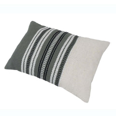 Handmade Woven Cotton Cushion Cover 40 x 60 cm | Modern Striped Textured Lumbar Cushion Cover | Decorative Sofa & Bed Pillow Cover with Concealed Zipper