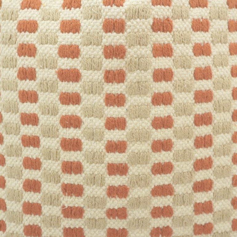 Handmade Textured Cotton Cushion Cover 45x45 cm | Woven Geometric Throw Pillow Cover in Rust & Ivory